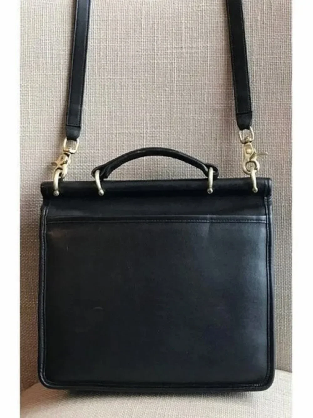 Coach Vintage Willis Black Leather Crossbody Top Handle Satchel Purse